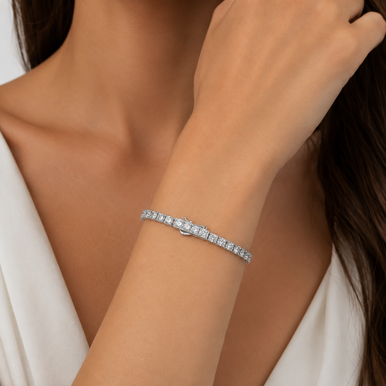 silver 925 (4mm) tennis bracelet transparent Crystal – Silver Sparkle Elegance ✨
