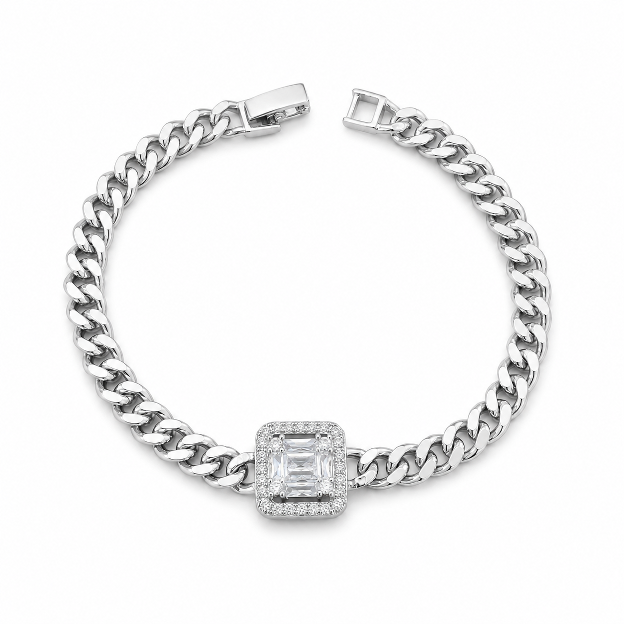 silver color chain bracelet with stone bracelet✨