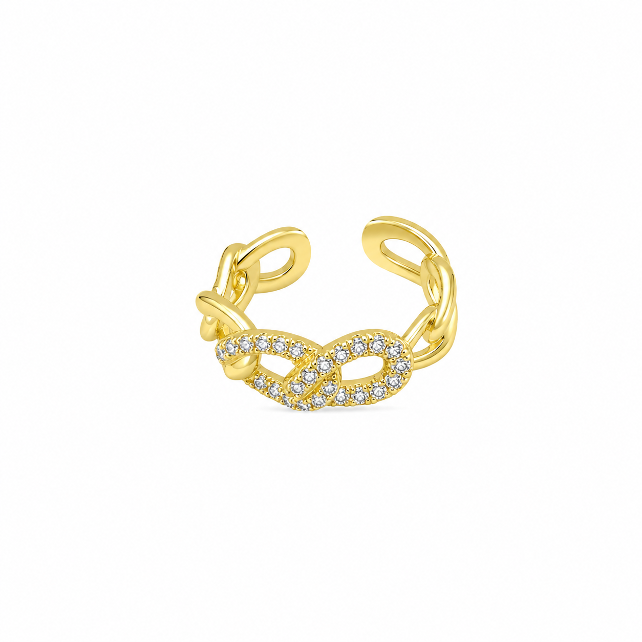 Silver Chain-Link Crystal earcuff πβ¨