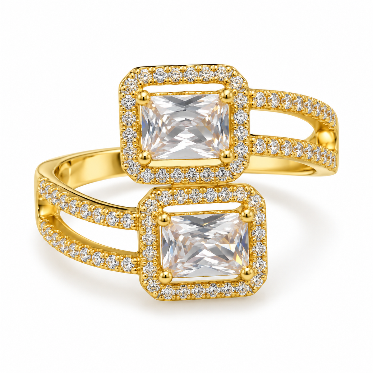 Royal Blue Duo Gem Ring – Silver & Gold