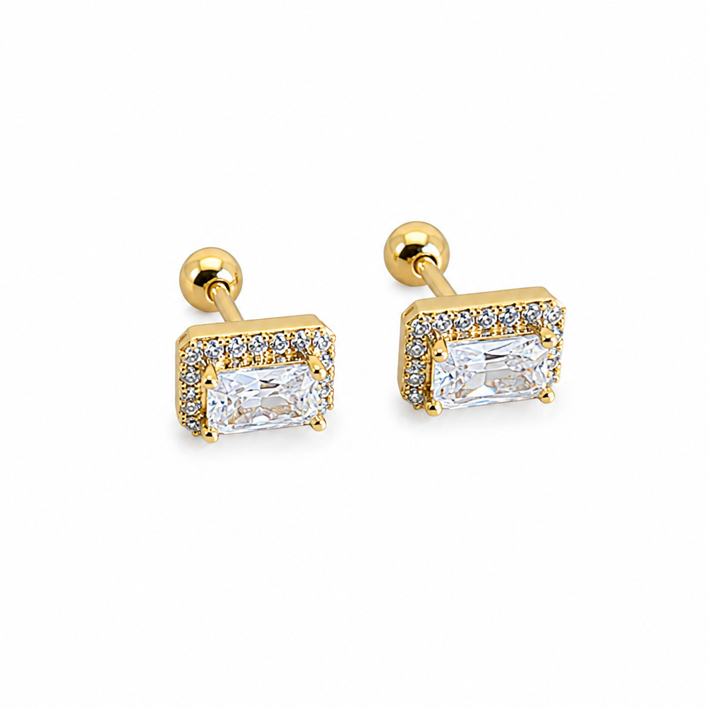stone frame “Crystal Radiance” Stud Earrings ✨