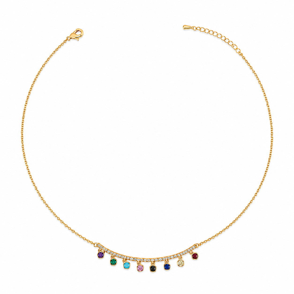 š Multicolor Gem Charm Necklace ā 18K Gold-Plated