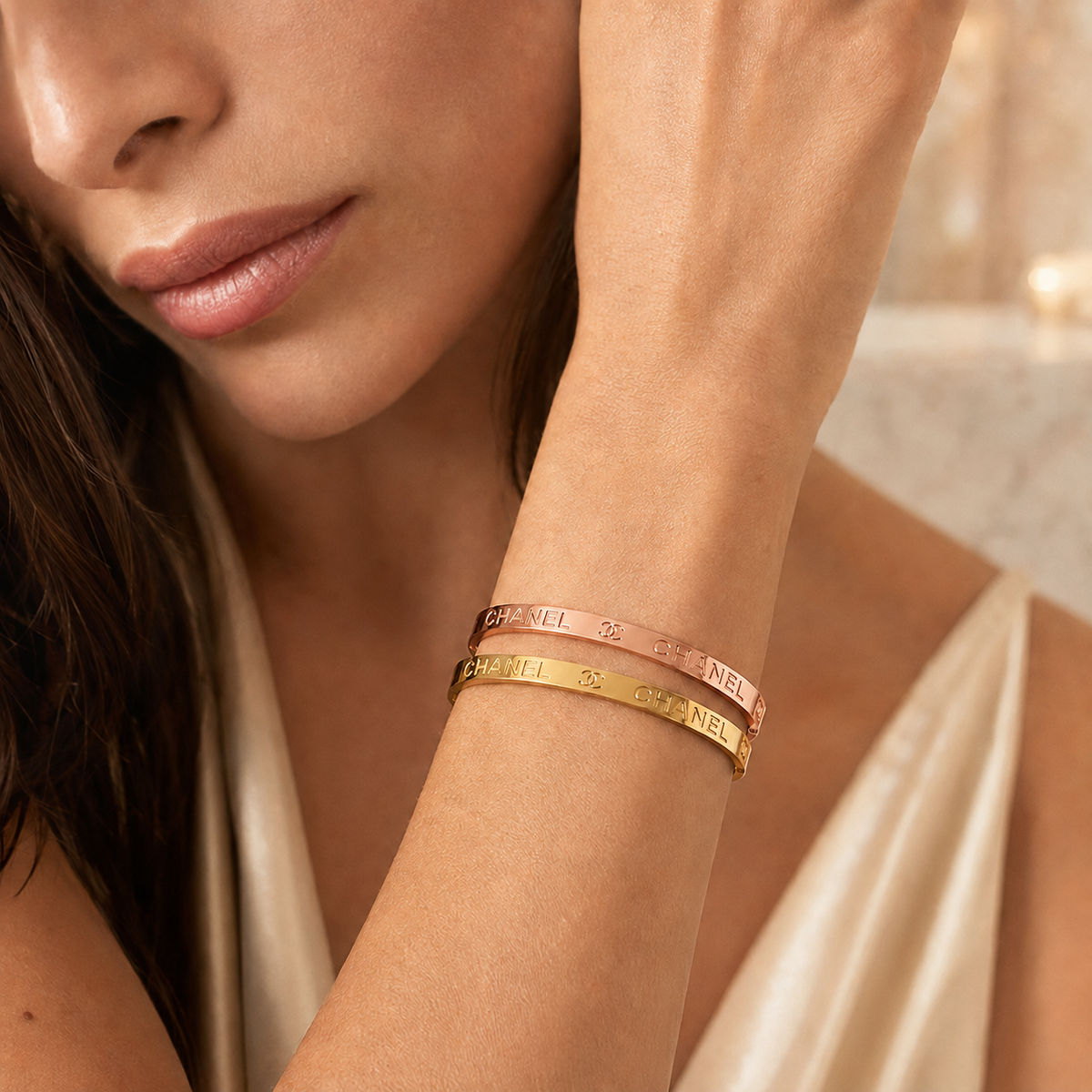 Engraved Gold Bangle Set
