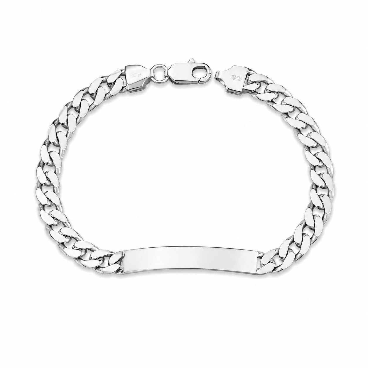 Silver 925 strip mirror bold Identity Bracelet