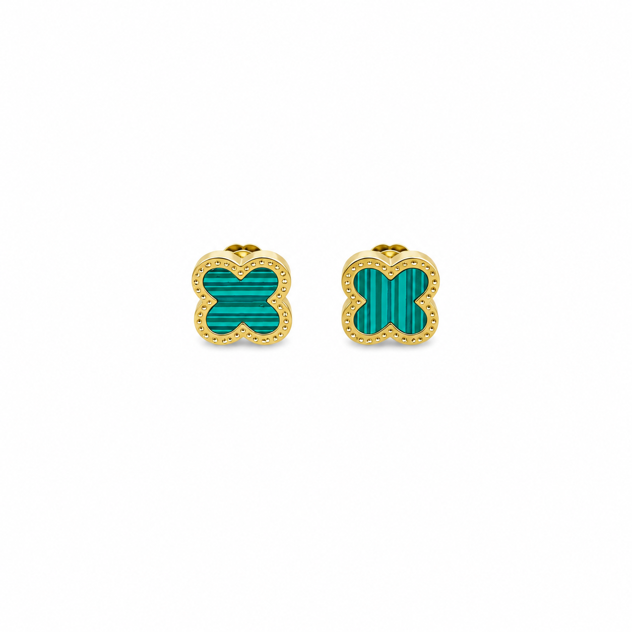 green Clover Stud Earrings β Gold & Green