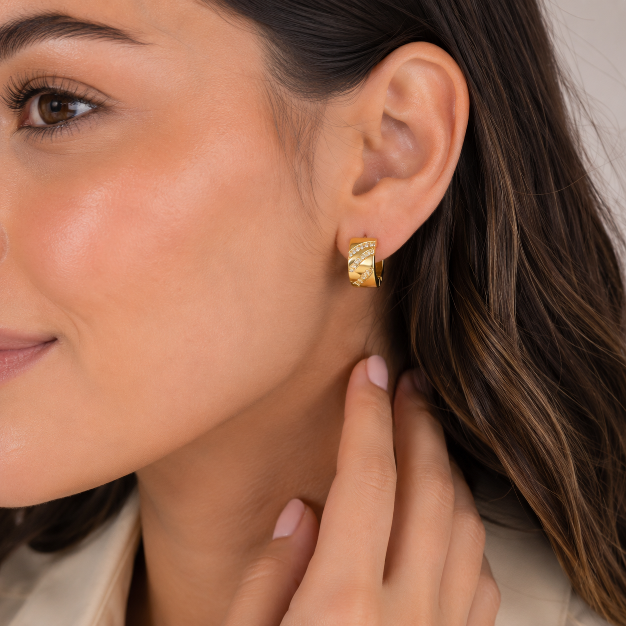 Crystal Huggie Earrings