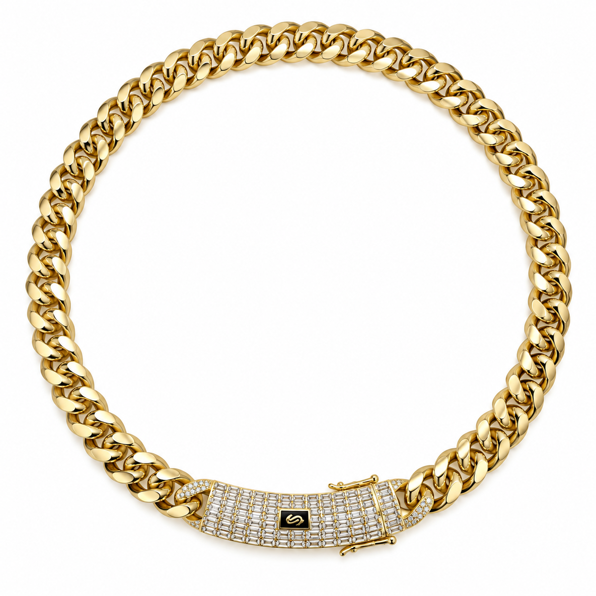 Monaco Bold Cuban Link Chain Necklace with Iced-Out Clasp