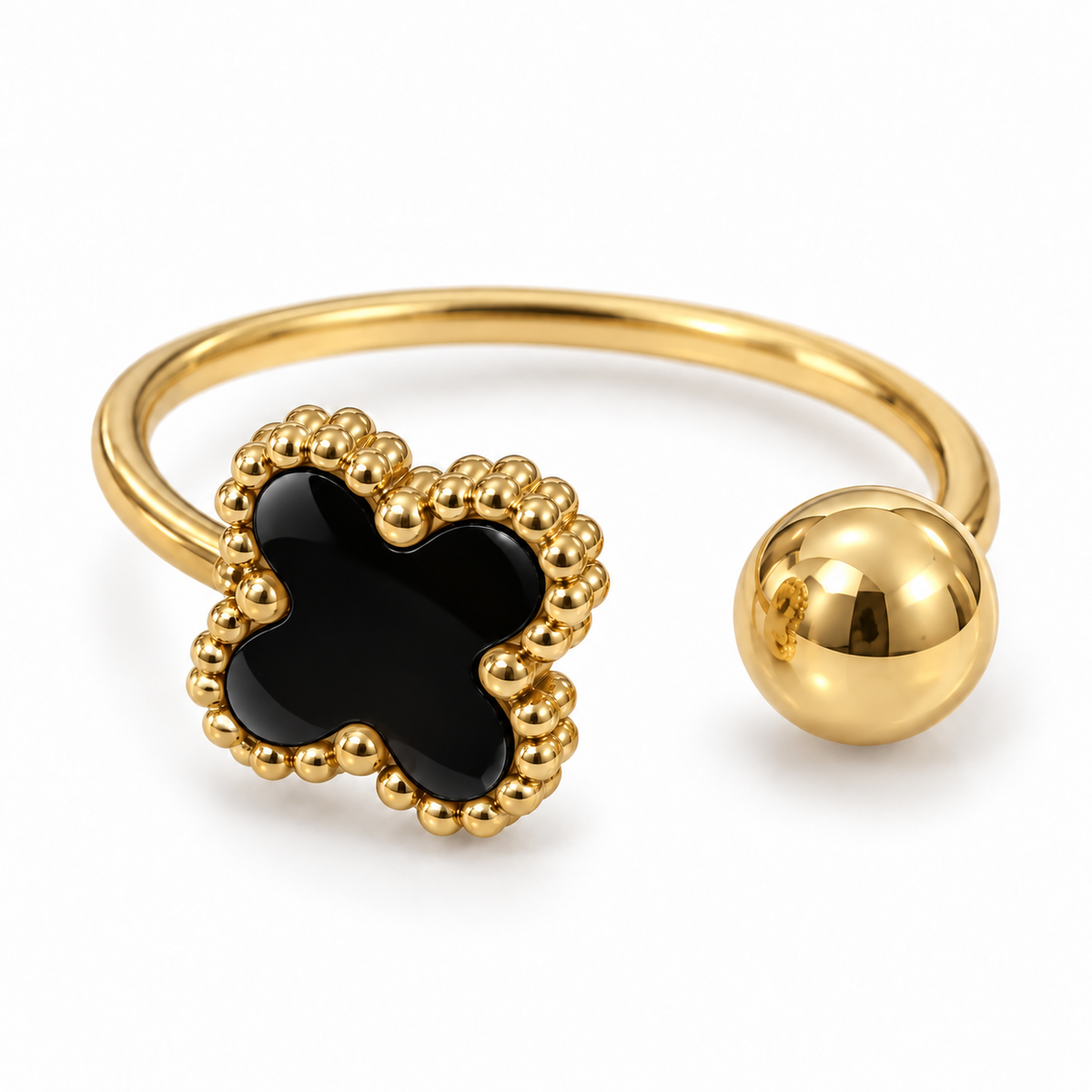 Golden Ball Clover Ring – Radiate Grace & Light
