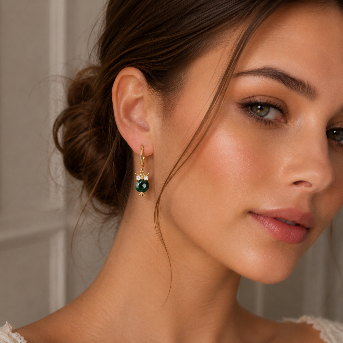 Crystal Owl Huggie Earrings | Poshewix – view 8