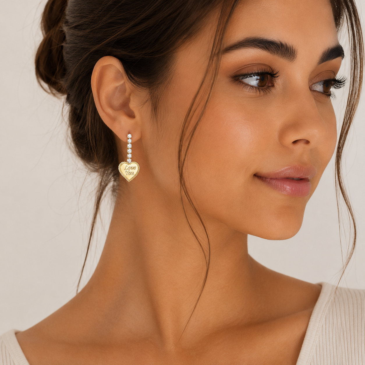 Love You Heart Drop Earrings