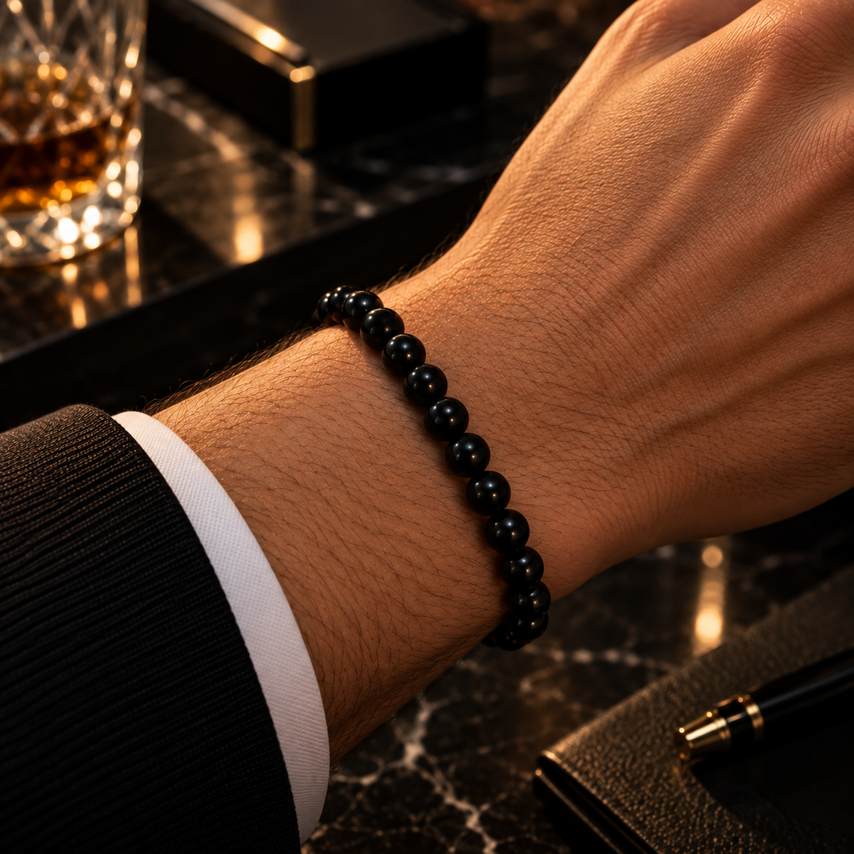 Lapis Bead Bracelet – Gold Magnetic Clasp