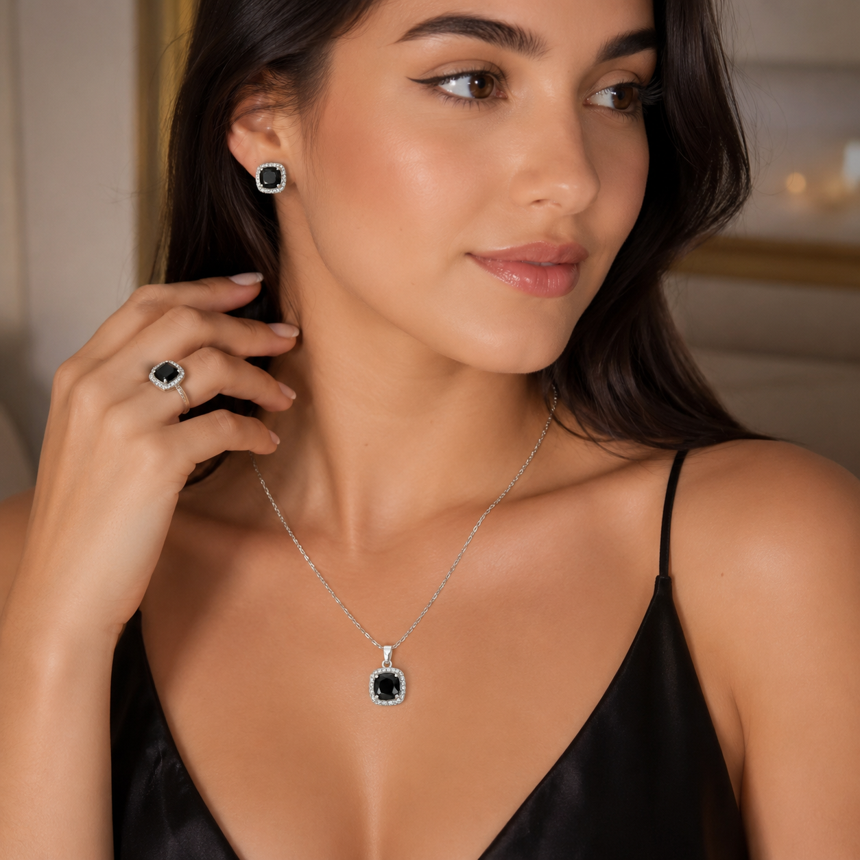 Midnight Elegance Set – Silver & Onyx 💎✨