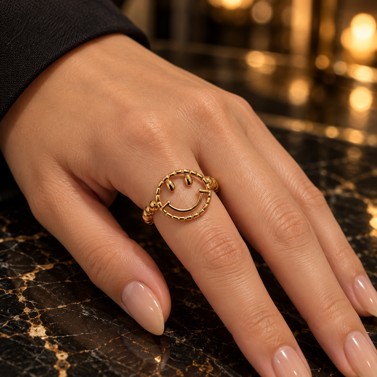 Smiley Gold Ring – Joyful Chic Vibes