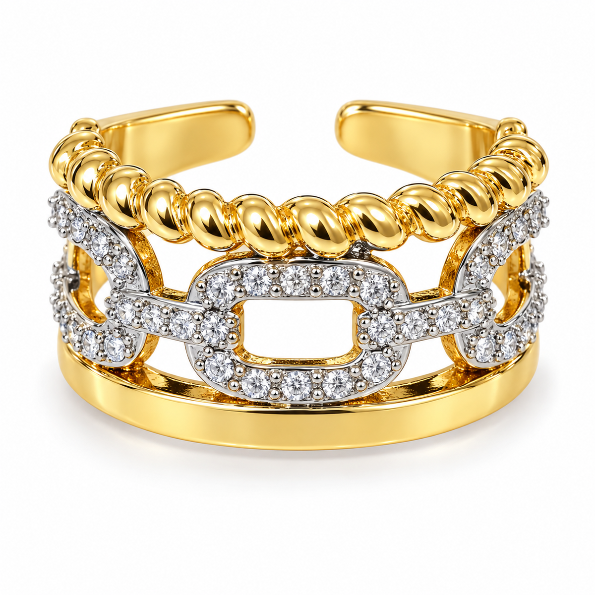 “Twist & Glow Ring” – Diamond Chain Edition(Free size)