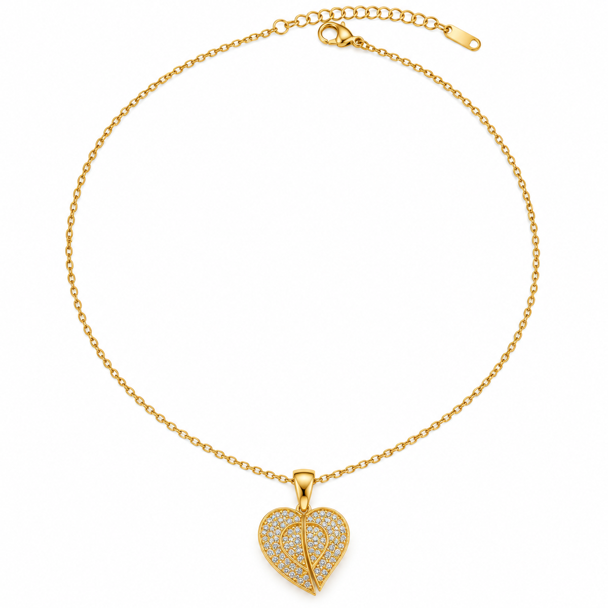 Angel Heart Pendant Necklace open and close