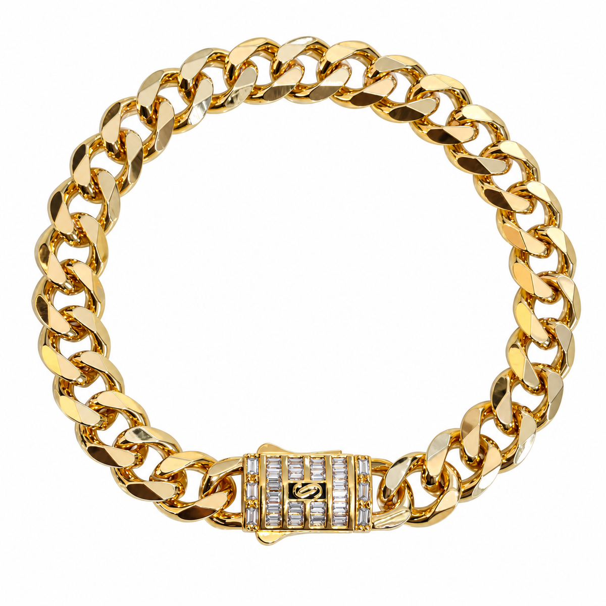 Monac-o Crystal-Clasp Cuban Link Bracelet(thick and thin)
