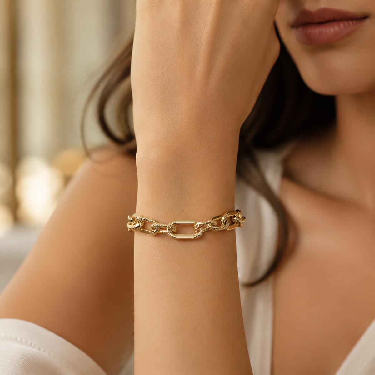 Geometric Textured Link Bracelet