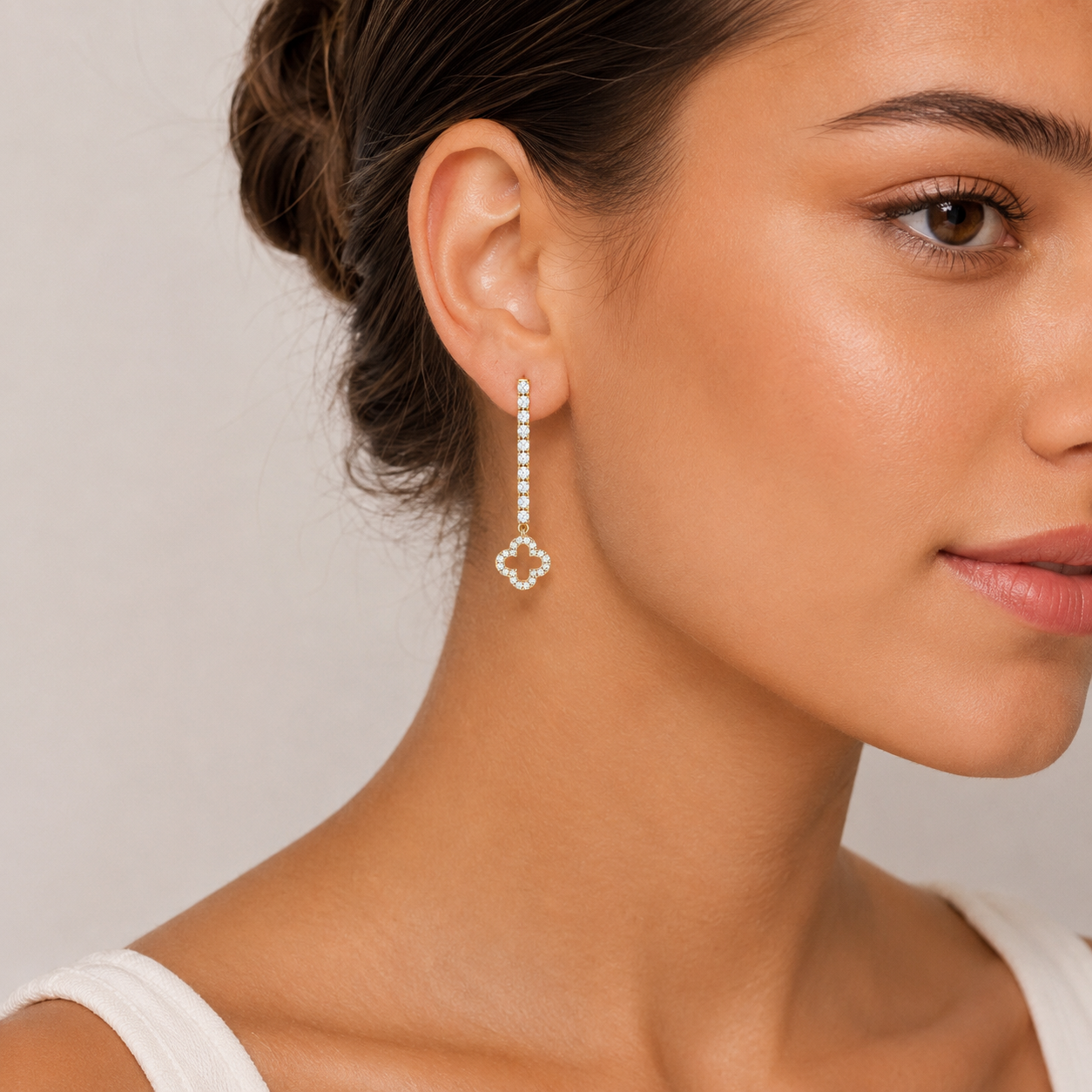 Golden Clover Drop Earrings