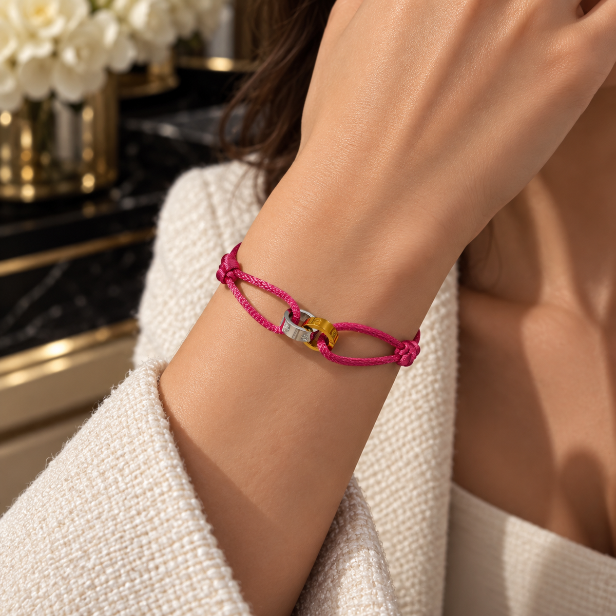 Love dual color Cord Bracelet – Adjustable Unisex Design