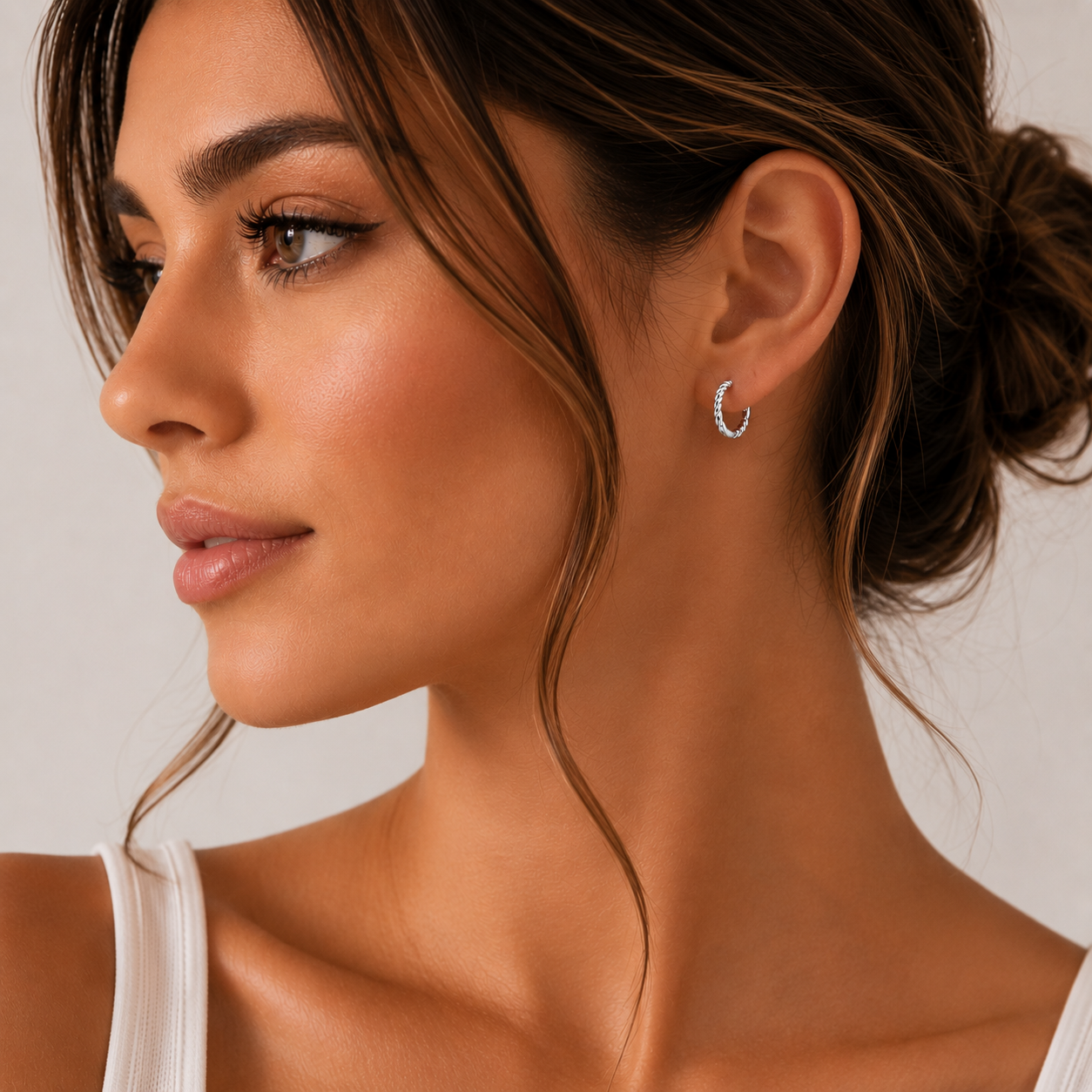 Twisted Silver color Hoops earrings
