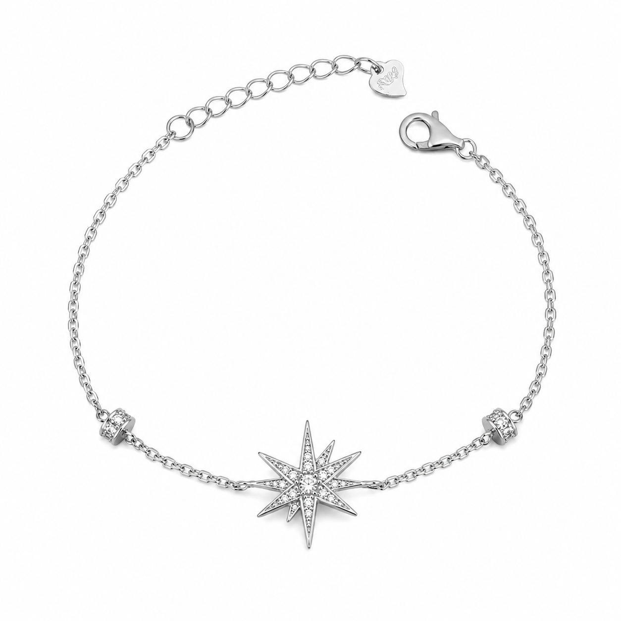silver 925 North Star Crystal Bracelet – Silver Shine ✨