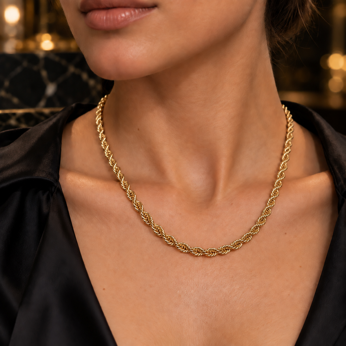 Elegant Rope Chain Set – 18K Gold-Plated Classic(45cm)
