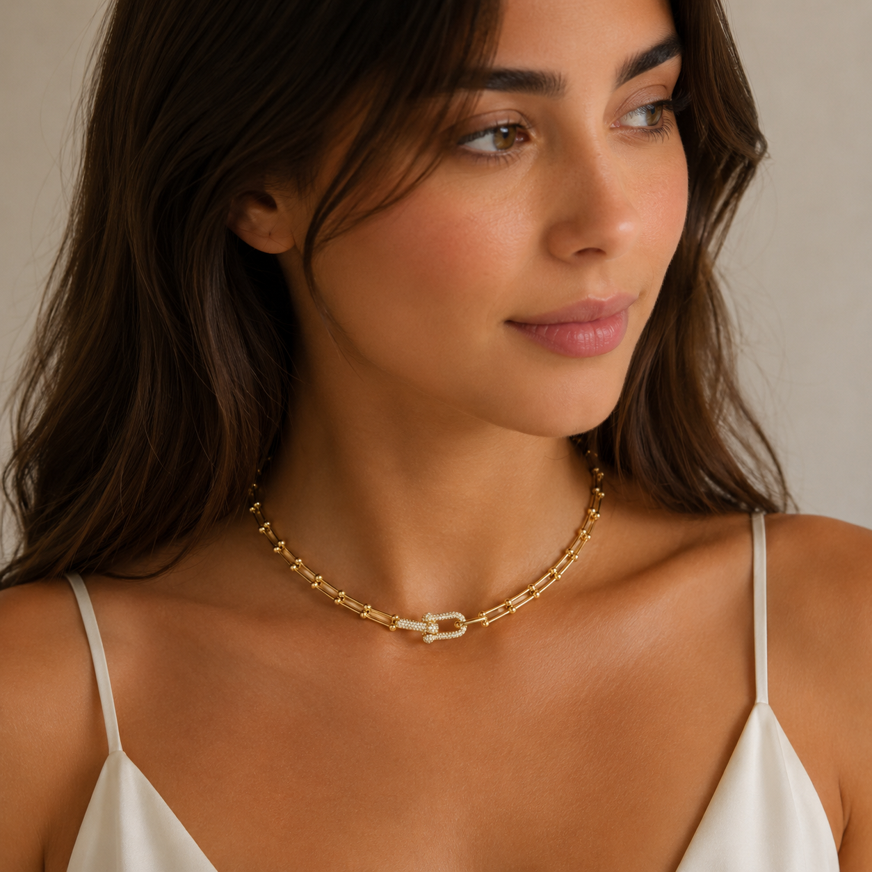 Stainless steel Golden tiffany Chain Necklace
