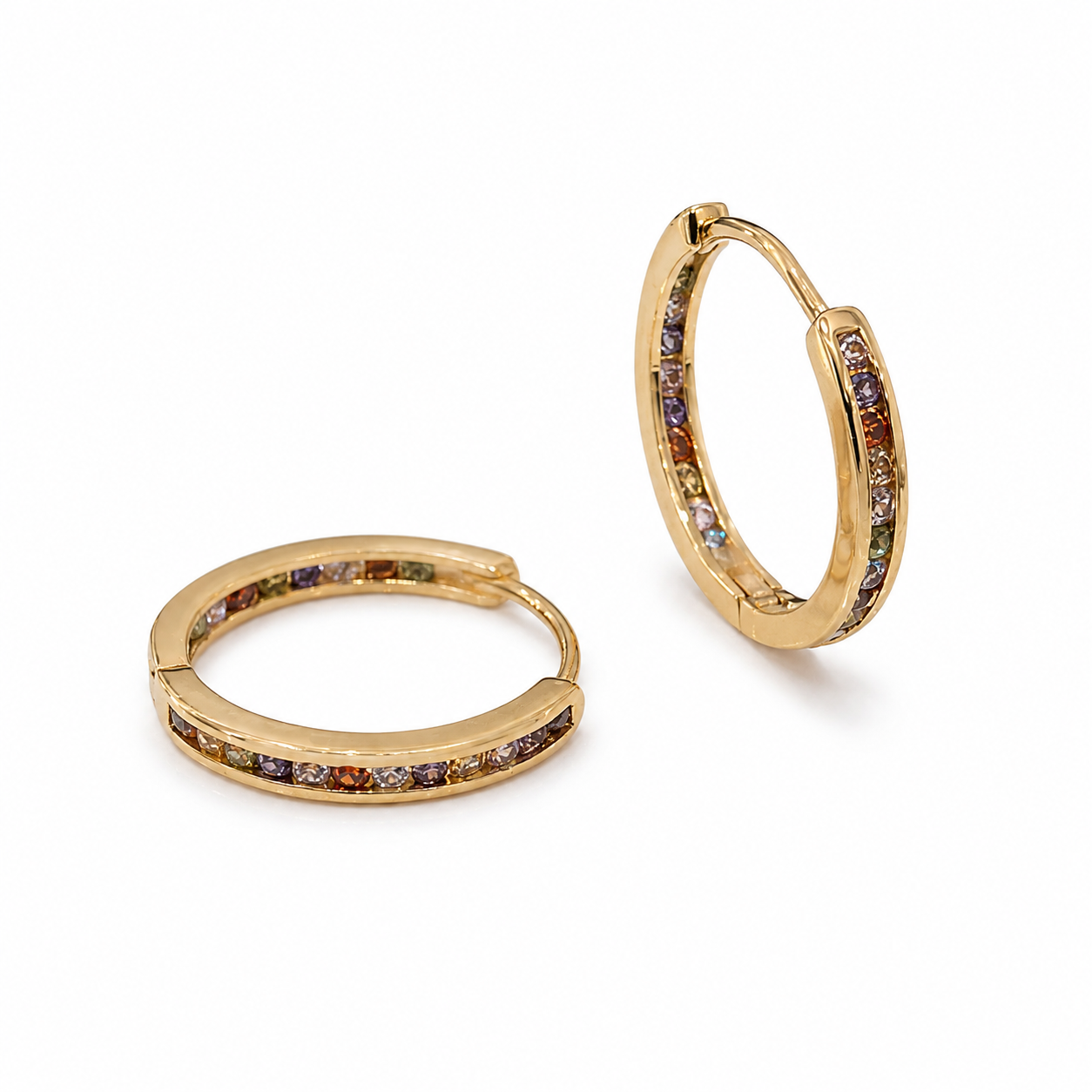 Multicolor Crystal Hoop Earrings