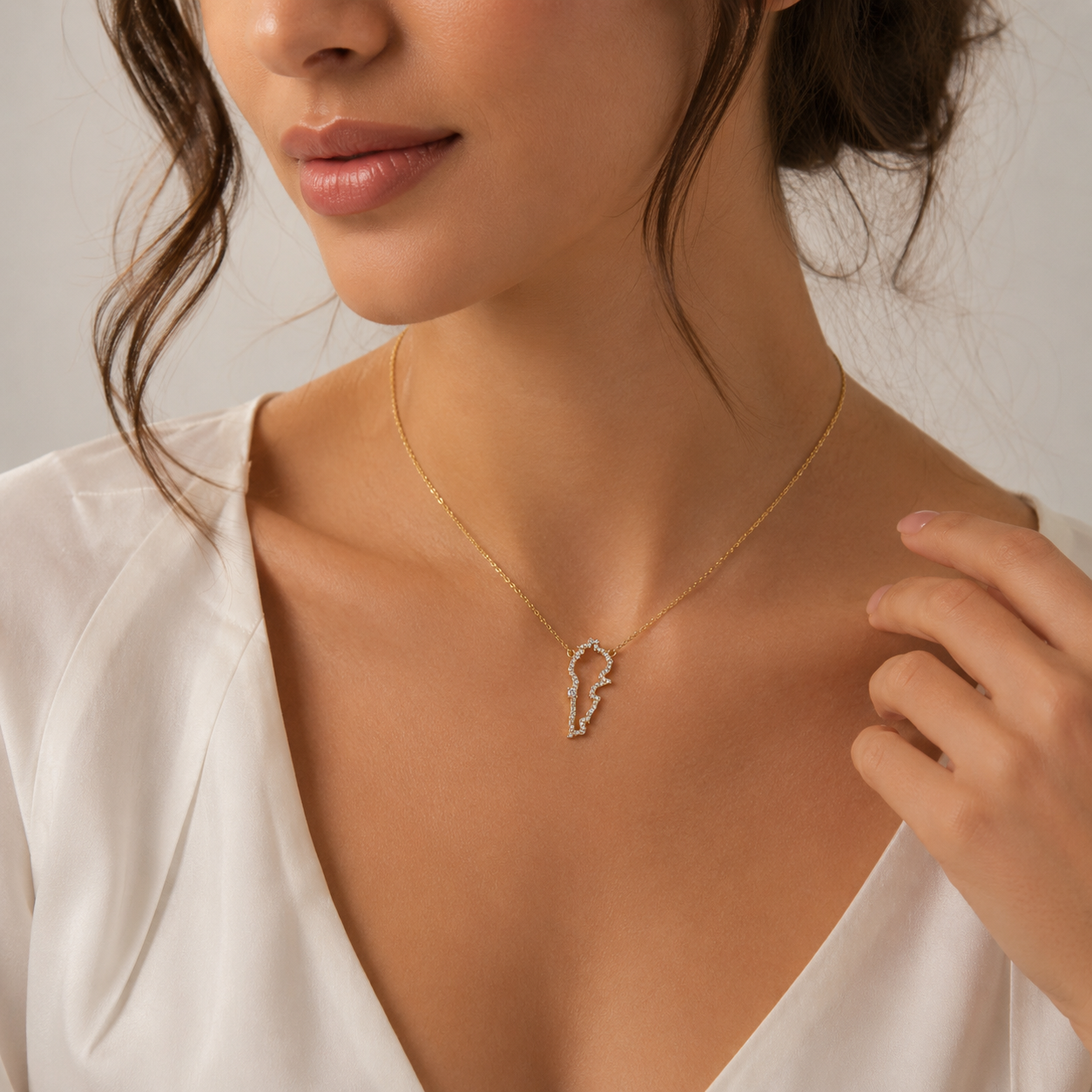 Lebanese map Outline Necklace – Crystal Edition
