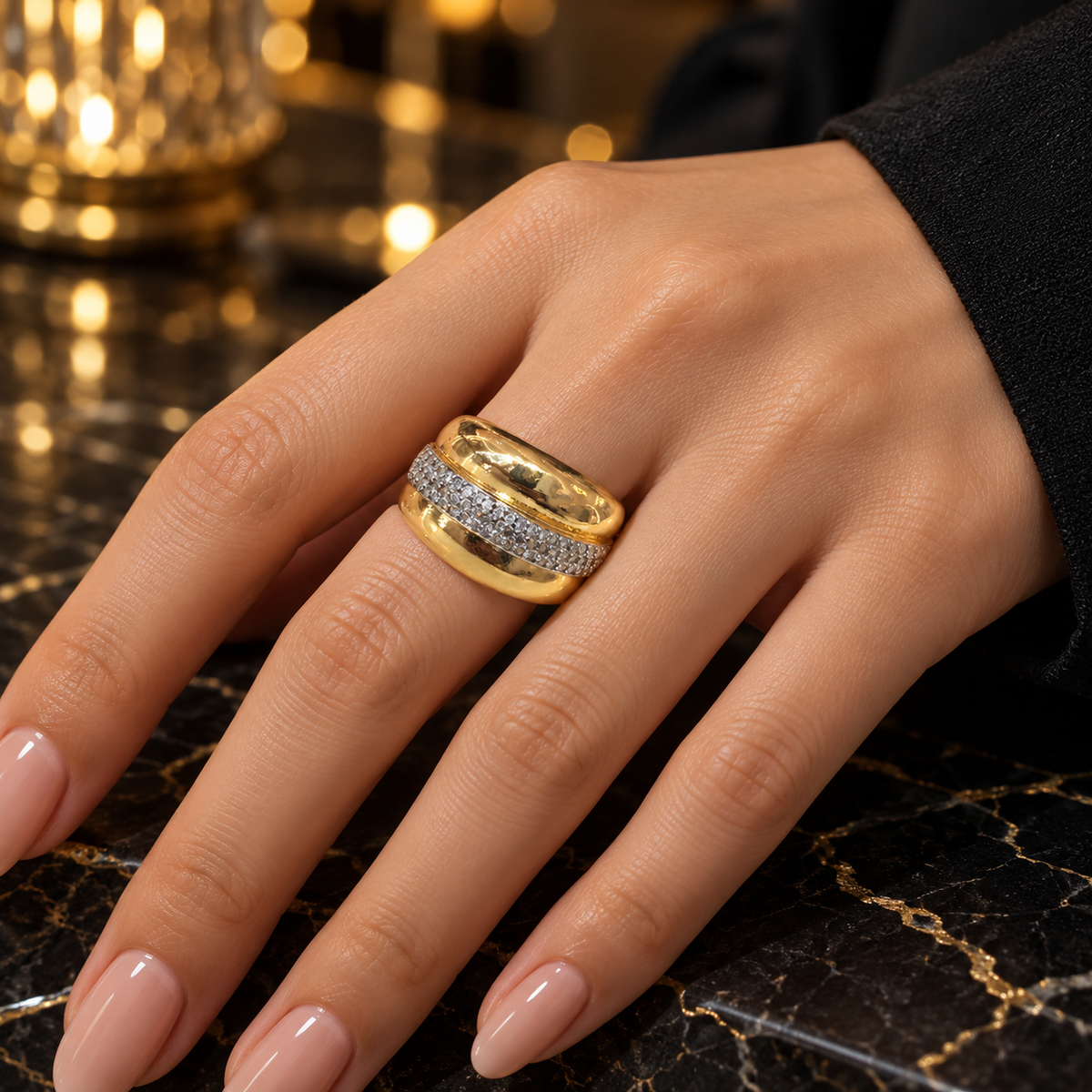 Golden Dome Ring – Diamond Line Edition