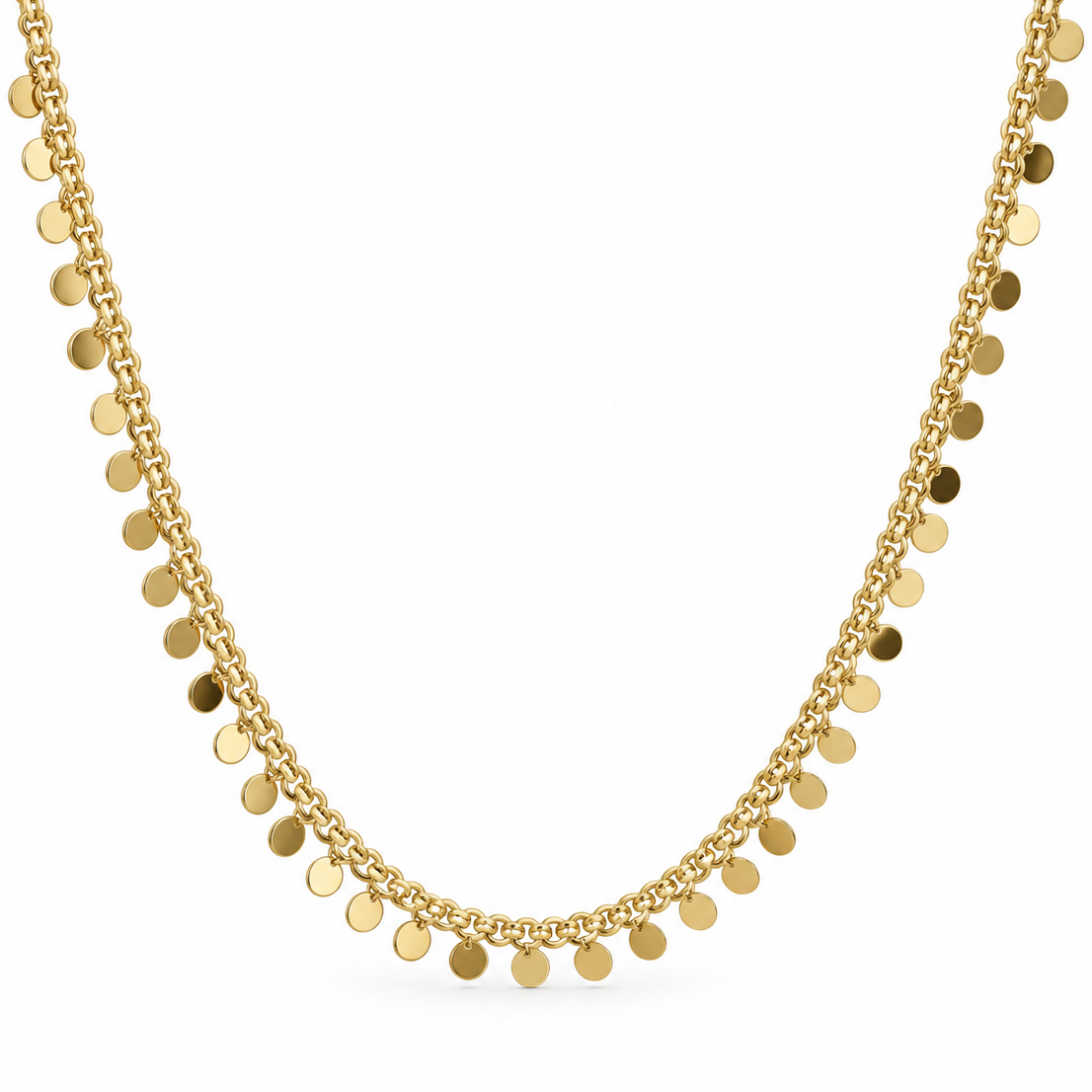 Gold Disc Charm Necklace(42cm+4cm extension)