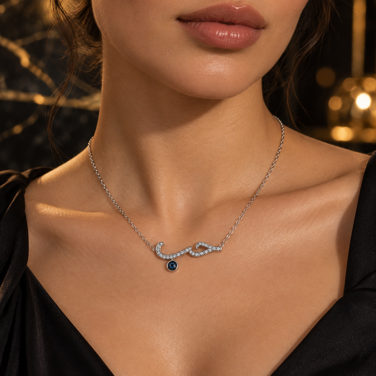 "Love" in All Languages Necklace – Silver Elegance with Gem Accent