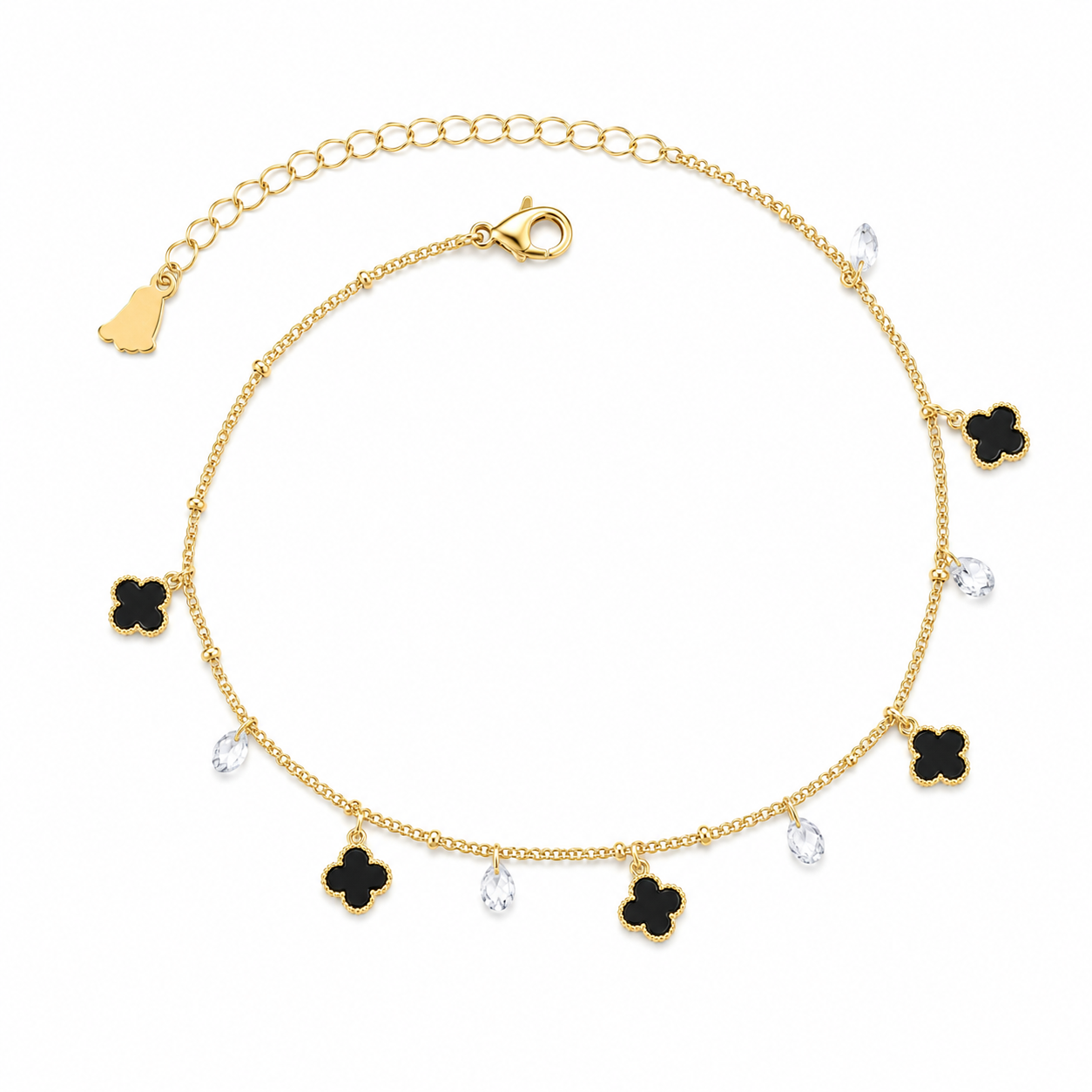 Vancleef Clover Charm Anklet – Delicate Sparkle Edition ✨
