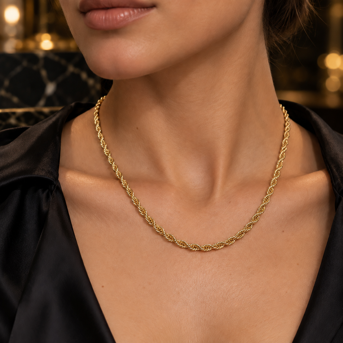 Elegant Rope Chain Set – 18K Gold-Plated Classic(45cm)