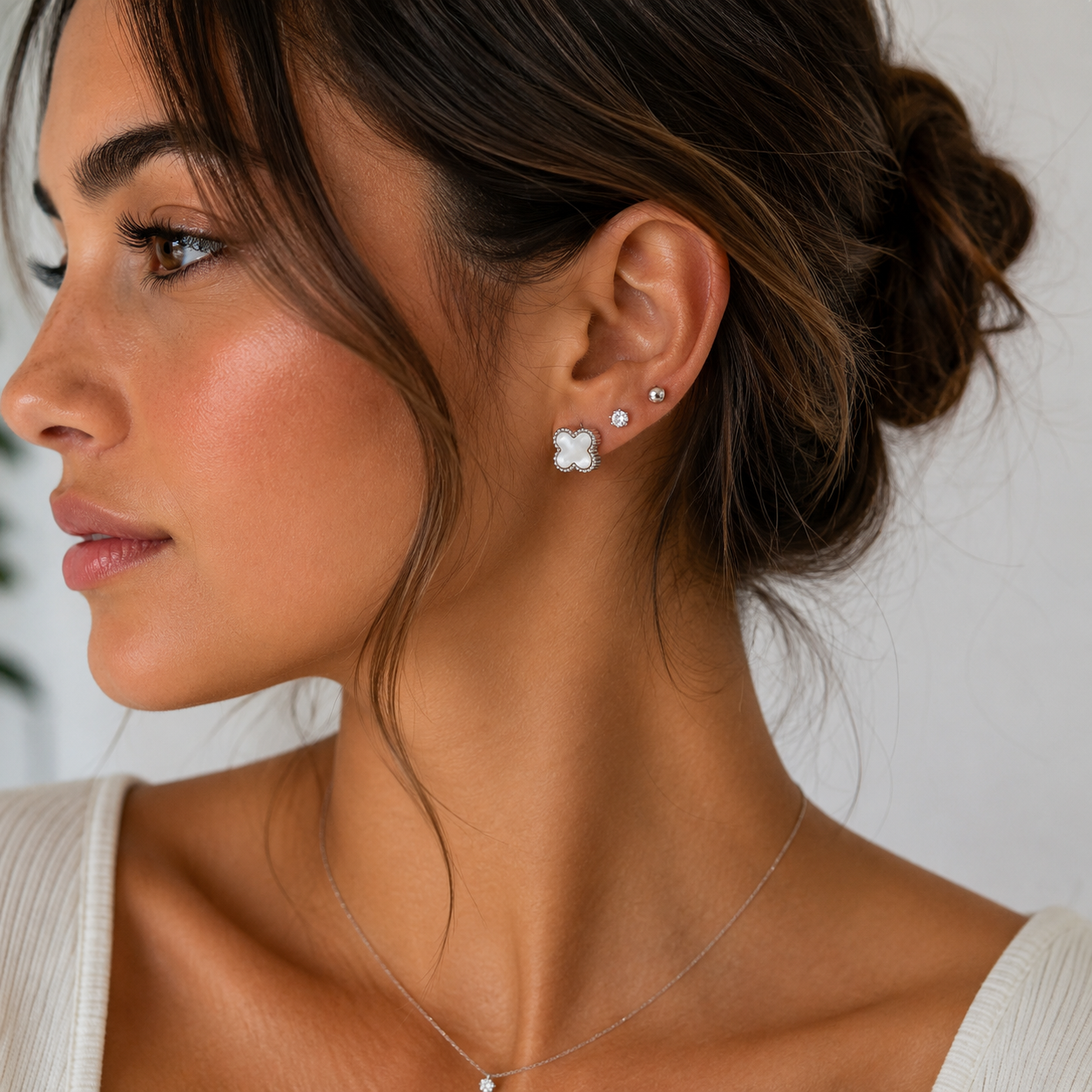 ✨ Silver Trio Stud Earrings Set