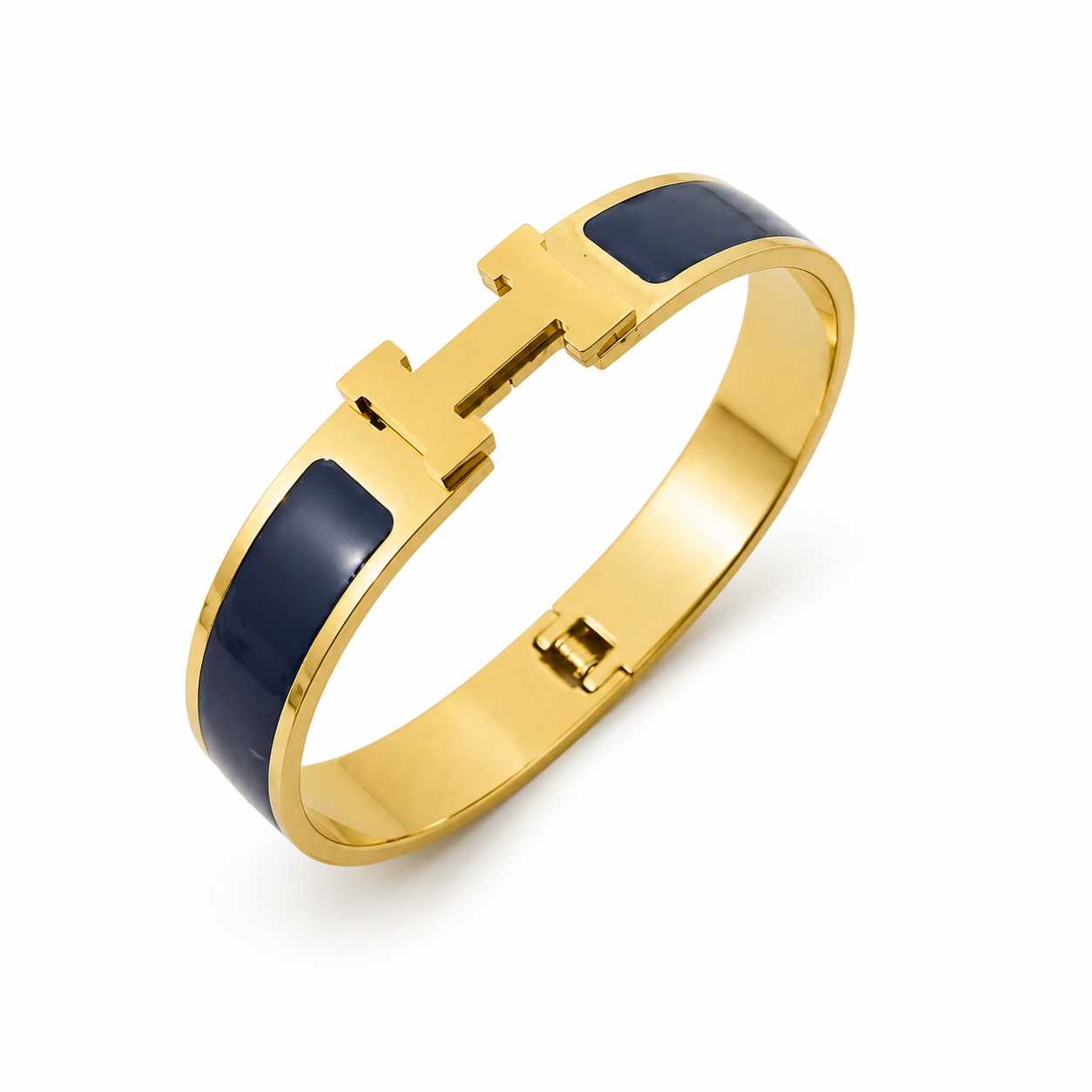 đ HERMĂS-Inspired Emerald Enamel H-Link bangle