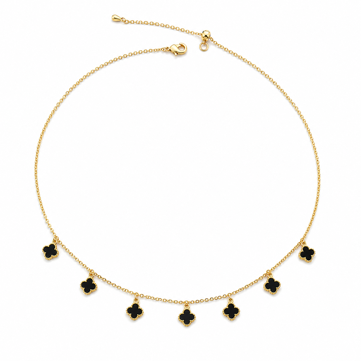 Black vancleef Clover Charm Necklace