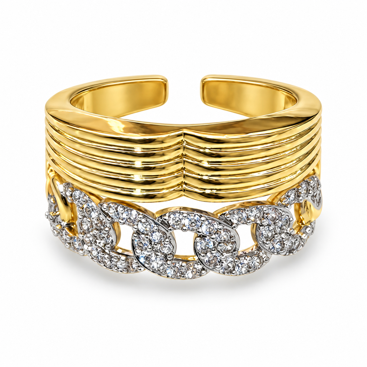 Cuban Elegance Ring” – Dual Spark Edition(free size)