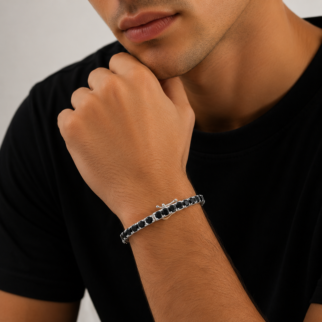 Silver 925 (silver&black) diamondlite Tennis Bracelet – Black Crystal Elegance(4mm)