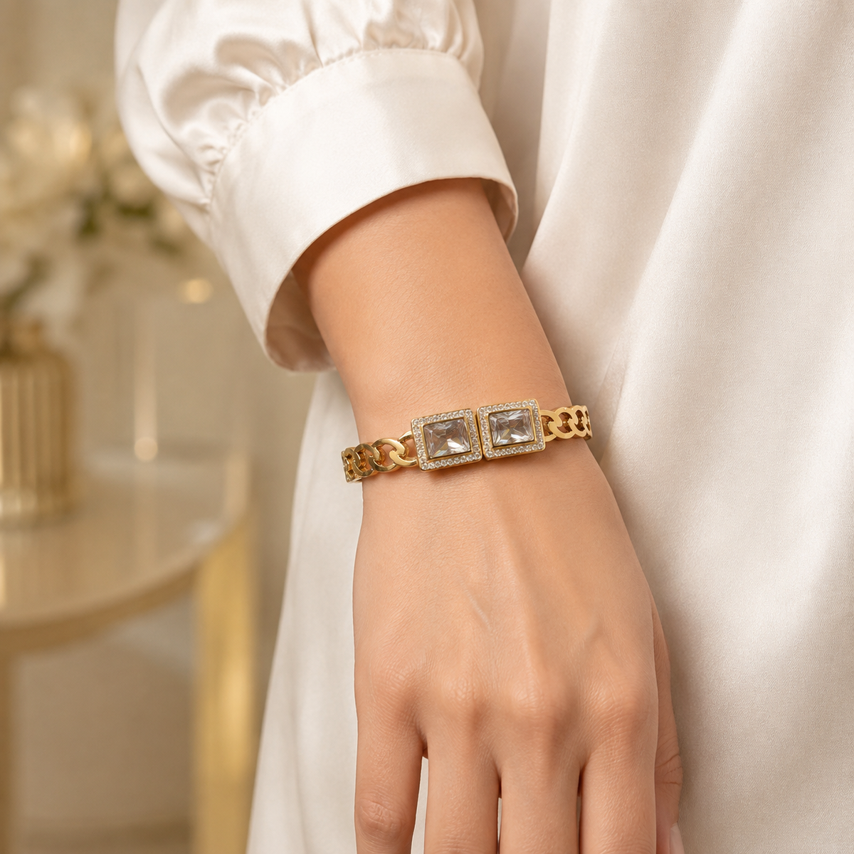 Radiant Double Gemstone Bracelet (Gold & Silver)
