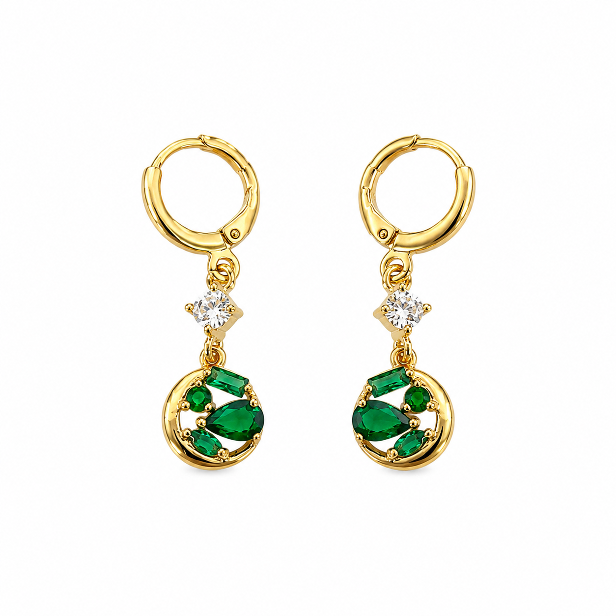 Zomorrod Drop Hoop Earrings