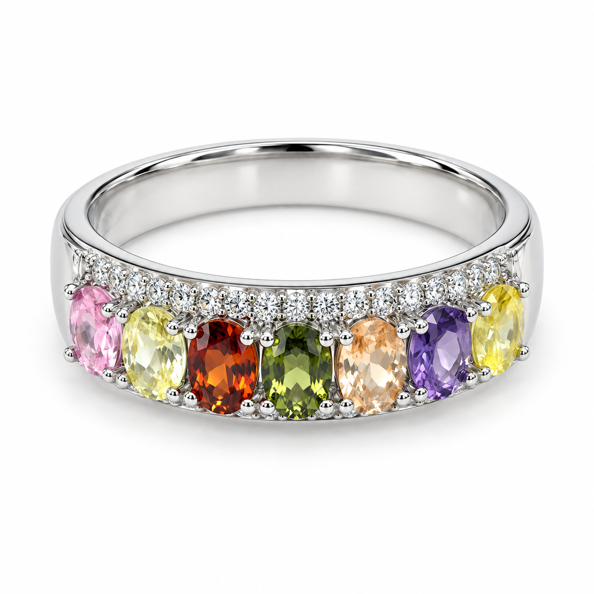 Rainbow Gem Band Rings – Trio Collection