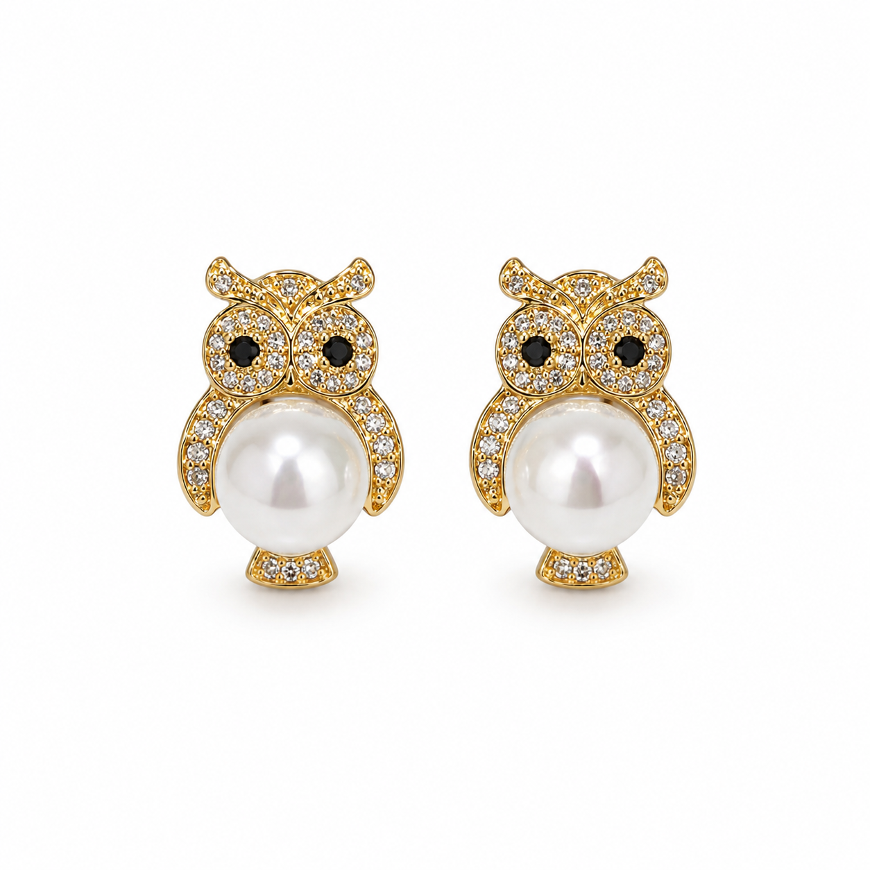 Pearl Owl Stud Earrings