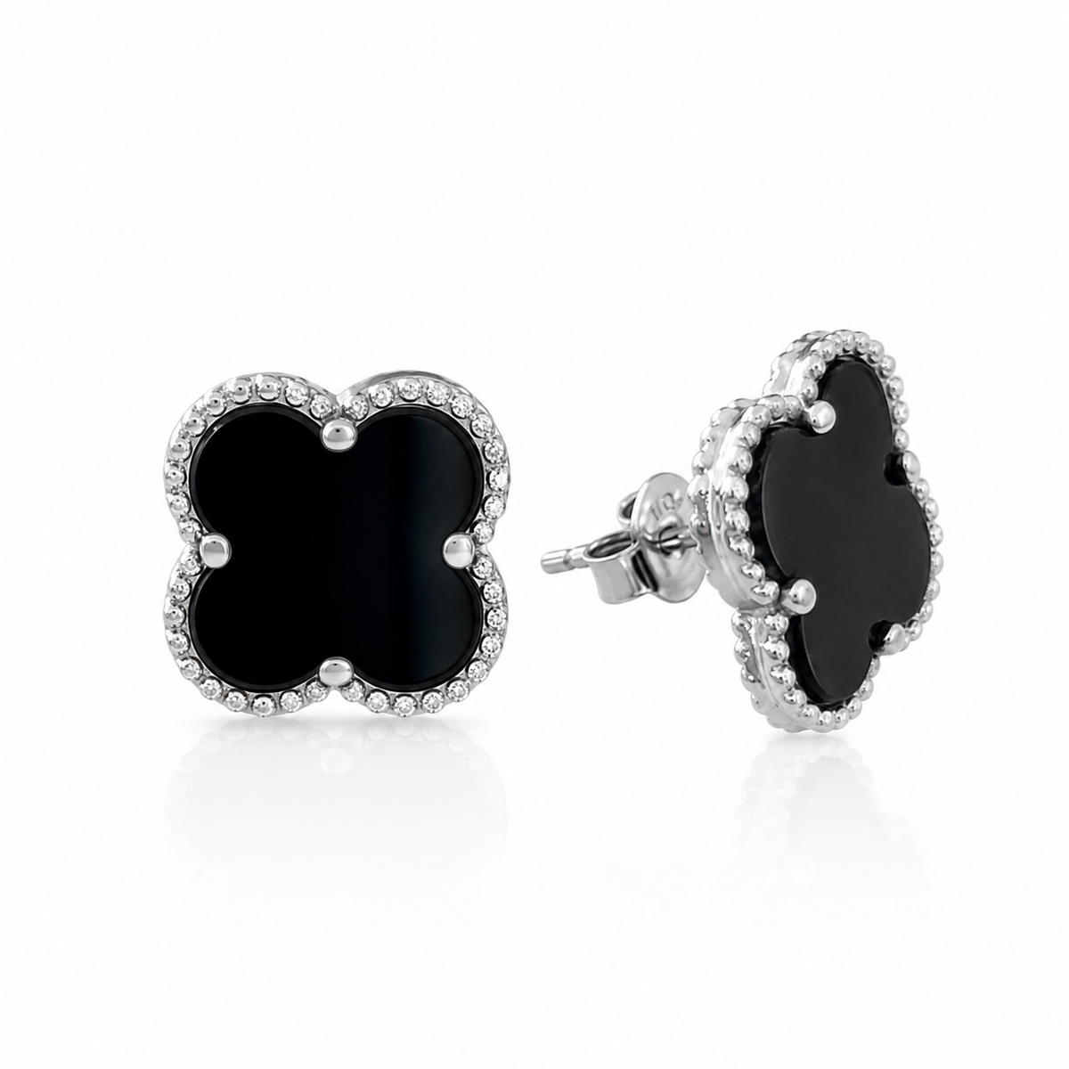 925 Silver Green Clover Stud Earrings