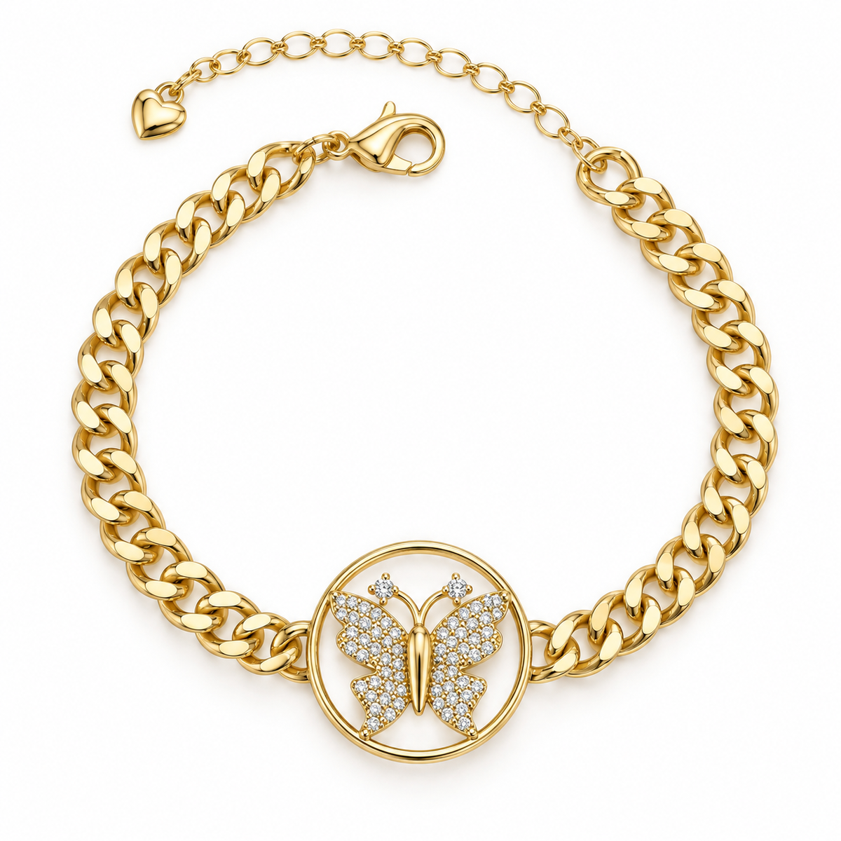 Gold Crystal Butterfly Medallion Bracelet ✨