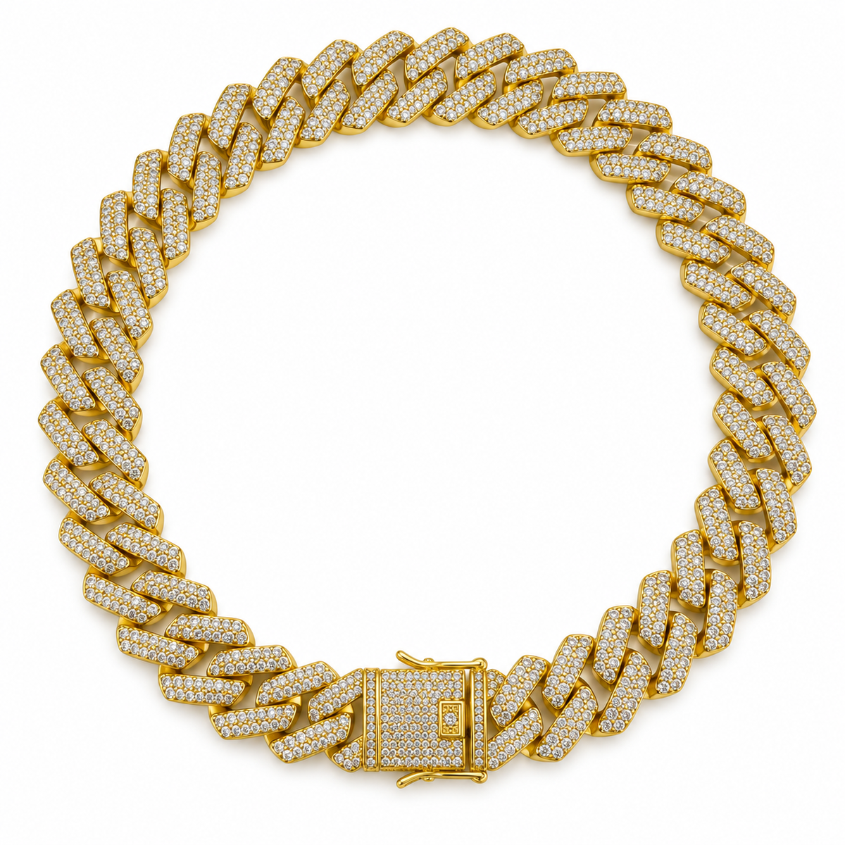 Brass Iced cuban chain necklace(2cm wide)