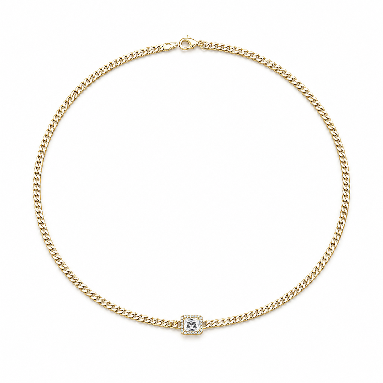 Square Crystal Chain Necklace