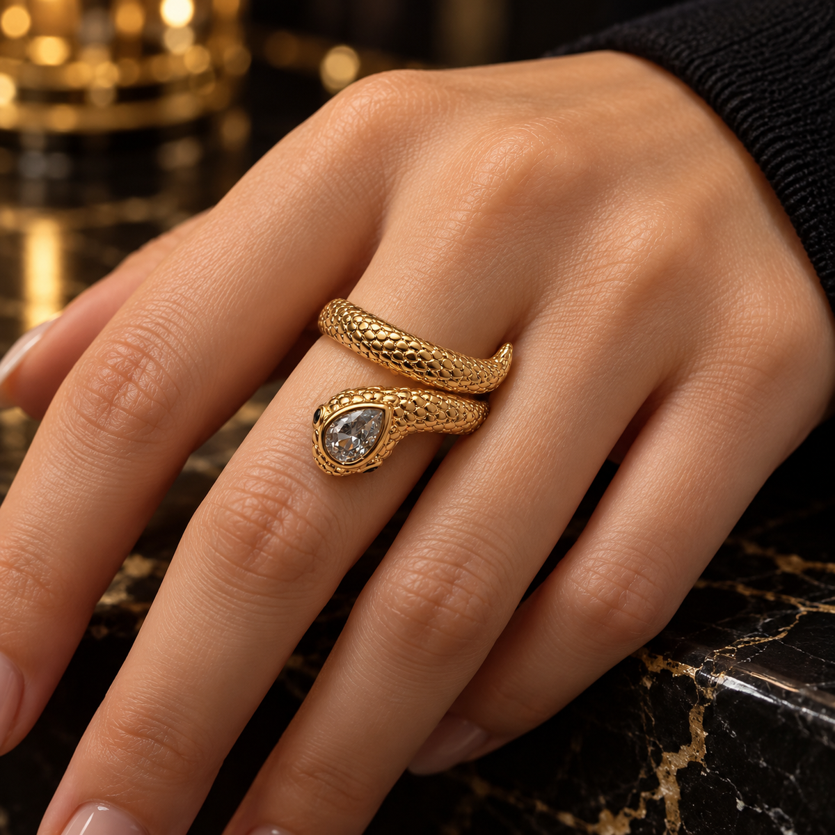 Rosegold Serpent snake Luxe Ring