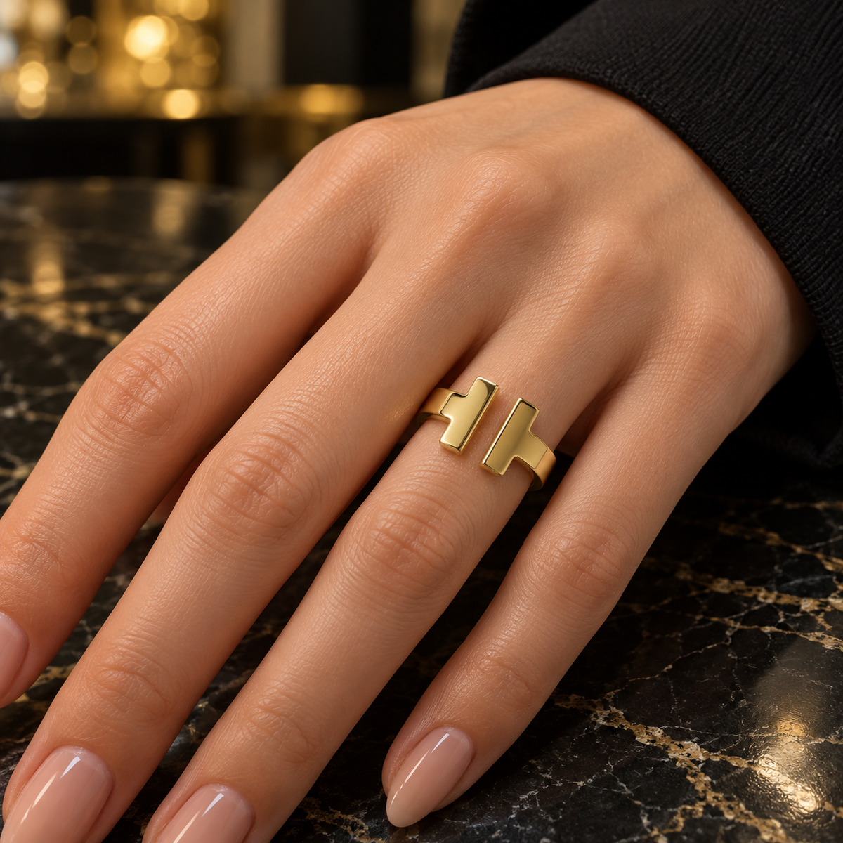 Thick tiffan-y Twin Bar Ring(free size)