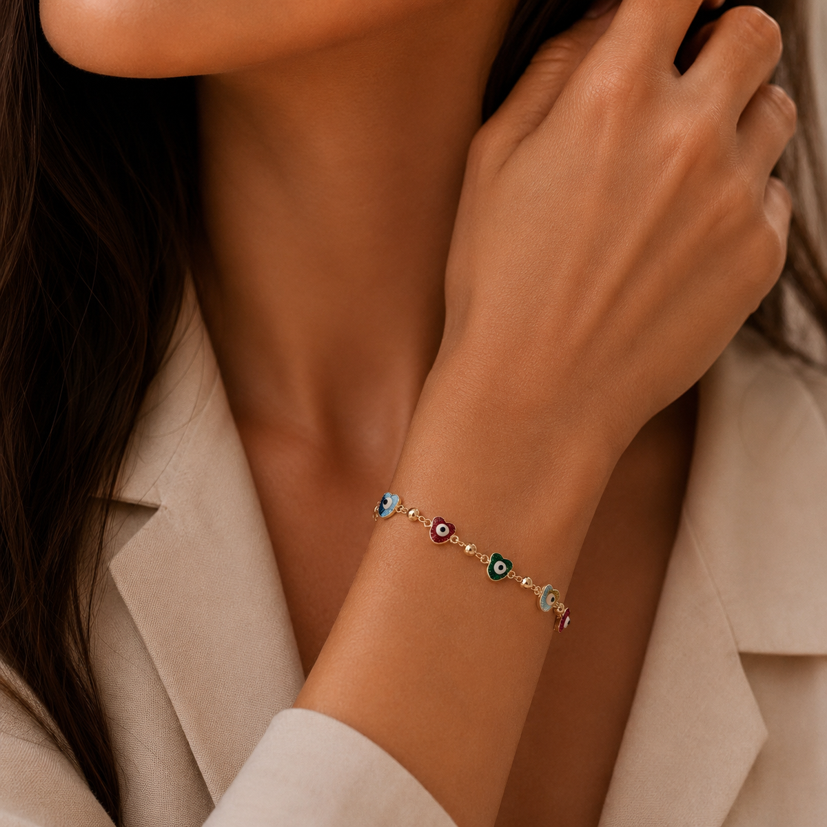 Multicolor apple Evil Eye Bracelet